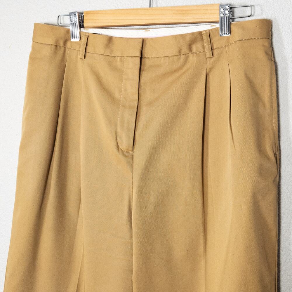 Lands End Khaki Pleated Trousers Size 12 Minimalist Officewear Pants - Picture 3 of 8
